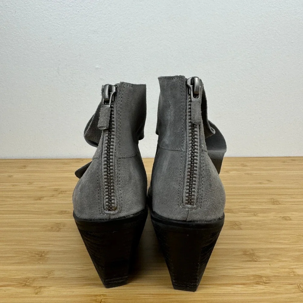 EILEEN FISHER Tornado Gray Suede Wedge Booties Ankle Boots Women Size‎ 8.5